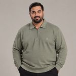 بلوز یقه دار نیم زیپ طرح نخل جنس ژاکارد برند master