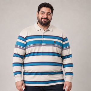بلوز یقه دار سه دکمه راه دار افقی برند bobtex