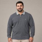 بلوز یقه دار نیم زیپ حصیری